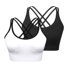 PRICES MAY VARY. COMFORTABLE & SOFT FABRIC: Large Fit Cups for 34C/34D/36C/36D/38A/38B. This Strappy Sports Bra is made of 92% Nylon and 8% Spandex, High Performance Stretchy, Super Breathable, Smooth and Sweat-wicking, keep you cool and dry. SEXY CRISSCROSS STRAPS: Sexy Cross Back Design offers a extra back support, beautiful look and flexible range of motion, letting you twist with ease during your workout, providing you all-day comfort. REMOVABLE PADS: This Sports Bras has small holes inside Seamless Sports Bra With Tank Straps, Compression Sleeveless Sports Bra For Events, Breathable Sports Bra With Tank Straps, Workout Bra, Best Sports Bras, Bra For Women, Medium Support Sports Bra, Gym Essentials, Strappy Sports Bras