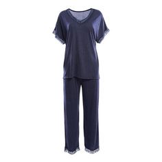 This 2-Piece pant pajama set is extremely comfortable! It is Very Soft and the set comes with a Comfy Matching Top and Bottom Comfort Set. This set can be worn during and after your pregnancy! Color: Blue. Gender: female. Age Group: adult. Cotton Loungewear Sets With Lace Trim, Blue Loungewear Sets With Long Pants, Casual Loungewear Sets With Lace Trim, Casual Sleepwear With Lace Trim For Loungewear, Casual Sleepwear With Lace Trim For Lounging, Casual Blue Pant Set For Loungewear, Relaxed Fit Lace Trim Sleepwear For Loungewear, Casual Blue Lace-trim Sleepwear, Casual Blue Sleepwear With Lace Trim