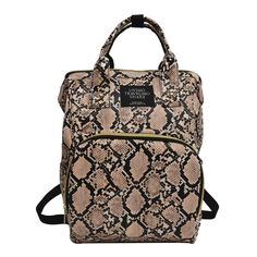 Color: brown Daily Use Rectangular Snake Print Bags, Snake Print Shoulder Bag For Everyday Use, Mom Backpack, Unique Backpacks, Travel Backpacks, Best Luggage, Shoulder Backpack, Waterproof Backpack, Diaper Bag Backpack