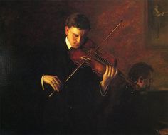 a painting of a man playing the violin