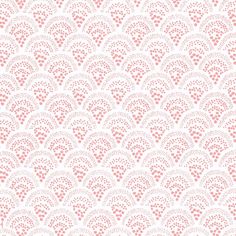 a white and red wallpaper with small hearts on the top, in an ornate pattern