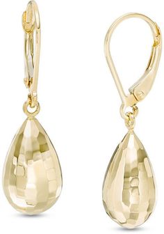 Zales Faceted Puffed Teardrop Earrings in 14K Gold Elegant Faceted Teardrop Earrings, Formal Faceted Teardrop Earrings, Diamond Cut Teardrop Earrings, Classic Teardrop Diamond Cut Earrings, Formal Diamond Cut Teardrop Earrings, Modern Teardrop Faceted Earrings, Modern Faceted Teardrop Earrings, Gold Drop Earrings With Faceted Details, Modern Gold Briolette Earrings