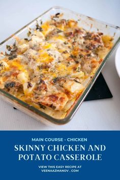 Here's a skinny or healthier version of the loaded baked chicken and potato casserole made with lean chicken breast and milk instead of cream. #chicken #potato #casserole #baked #skinny #healthy #lowcarb #glutenfree Loaded Baked Chicken, Southern Smothered Chicken, Chicken And Potato Casserole, Loaded Chicken And Potatoes, Chicken Potato Casserole, Chicken Potato Bake, Low Calorie Chicken