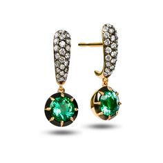 Round Emerald Earrings, Natural Diamond in 18K Solid Gold Earrings, Button Back Earrings, Gift for Women, Fine Jewelry By Chelebi Round Shape Dangle Earrings set with Natural Emerald and Diamonds. It is 18K Solid Yellow Gold. The earring's carat information is for a pair of earrings.                           DETAILS  ✶ Gold Kt: 18K Solid Gold ✶ Gold Color: Rose, White, Yellow Gold  ✶ Diamond: Natural Diamond ✶ Diamond Color & Clarity: G - Vs2 ✶ Diamond Shape: Round  ✶ Diamond Total Carat: 0.30 Green Brilliant Cut Drop Earrings, Timeless Green Earrings For Formal Occasions, Timeless Green Earrings For Formal Events, Elegant Green Round Cluster Earrings, Elegant Green Cluster Earrings For Formal Occasions, Classic Single Green Earring, Classic Green Single Earring, Earrings Button, Vs2 Diamond