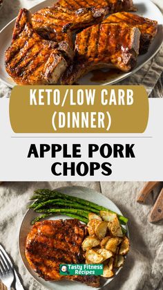 keto and low carb dinner with apple pork chops