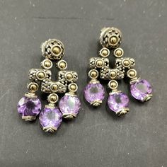 Vintage John Hardy Sterling Silver 18k Gold Amethyst Dangle Earrings Excellent Condition! Stunning! Luxury Purple Sterling Silver Earrings, Luxury Silver Amethyst Earrings, John Hardy Jewelry, John Hardy, Silver Gold, 18k Gold, Dangle Earrings, Amethyst, Jewelry Earrings