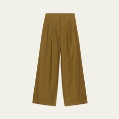 Ulla Johnson "Lani" pants tailored with front pleats and tonal pick stitching High rise Side slash pockets; back welt pockets Full length Wide legs Hook-and-bar; zip fly Cotton Machine wash Imported Classic Wide-leg Pants With Side Pockets, High-waisted Pleated Cotton Pants, Pleated High-waisted Cotton Pants, Casual Wide-leg Pants With Pressed Crease, Cotton Wide Leg Bottoms With Pressed Crease, Pleated Relaxed Fit Tapered Leg Pants, Pleated Tapered Leg Pants With Relaxed Fit, Cotton Wide-leg Pleated Pants, Relaxed Fit Pleated Pants With Tapered Leg