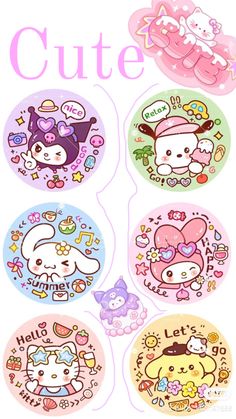 the hello kitty stickers are all different colors