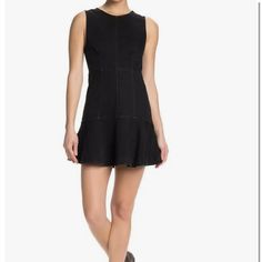 Free People Womens Dress Alex Stylish Casual Soft Denim Washed Black Size 2 Brand New With Tags Fitted Mini Dress With Frayed Hem, Black Fitted Sleeveless Denim Dress, Casual Black Fitted Denim Dress, Black Mini Denim Dress For Spring, Spring Black Mini Denim Dress, Shapeless Dress, White Tunic Dress, Floral Spaghetti Strap Dress, Crochet Bodycon Dresses