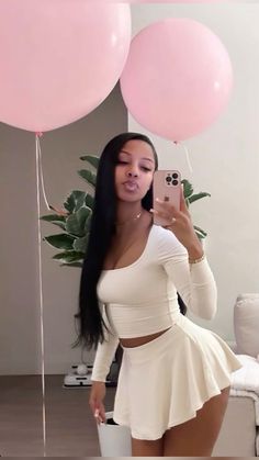 #outfits #outfitideasforwomen #activewear #outfitideas Pink Tube Top And Skirt, Tennis Skirt Set, Pretty Pink Outfits, Black Baddies Outfit, Cute Outfits Black Women, Outfits Two Piece, Outfit Black Women, Tennis Set, Two Piece Outfits