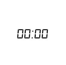 the digital clock is displayed in black and white, on a white background with space for text