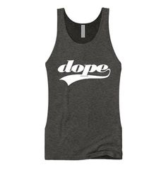 Sporty athletic swirl 'Team Dope' graphic tank tops by Concrete Republic. Classic athletic swirl design, eye-catching design that adds a sense of sporty casual style for everyday wear.  Very visually appealing. Printed on high quality, soft, pre-shrunk 100% cotton.  Available in a wide array of stylish colors. A definite attention-grabber with its classic athletic styled graphic. ** ONLY $10 INTERNATIONAL SHIPPING - WE SHIP ANYWHERE IN THE WORLD ** > FREE SHIPPING WITHIN THE U.S. < ©2019 Concret Sporty Casual Style, Attention Grabber, Womens Tank Tops, Style Sportif, Graphic Tank Tops, Sporty Casual, Swirl Design, Clothing Company, Bronx