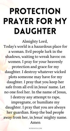 a poem with the words protection prayer for my daughter