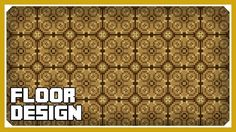 the floor design is made up of squares and circles, with text overlaying it