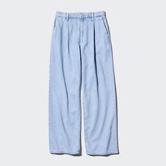 Uv Protection Clothing, Chino Joggers, Parka Vest, Easy Outfit, Uniqlo Women, Pleated Trousers, Pleated Pants, Wide Pants, Wide Leg Denim