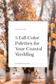 fall foliage with the words 5 fall color palettes for your coastal wedding on it