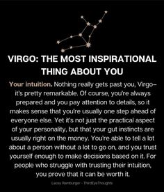 the zodiac sign virgo is shown in black and white, with an interesting quote on it