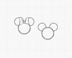 a drawing of mickey mouse ears with a bow on it's head, drawn in graph paper