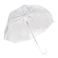 the clear umbrella is open and ready to be used for protection from the sun or rain