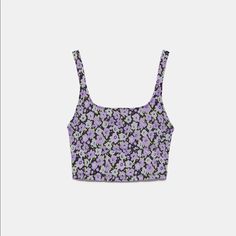 Size Small Zara Jacquard Crop Top! Only One Available In This Size!!! Please Let Me Know If You Have Any Other Questions. I Have One Available In Small, Medium And Large. Measurements Are Included For Each Size Under Their Respective Post. Zara Purple Floral Print Tops, Zara Lavender Casual Tops, Zara Lavender Spring Tops, Zara Lavender Tops For Spring, Zara Purple Summer Tops, Jacquard Top, Purple Green, Cropped Top, Purple Floral