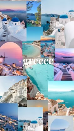 a collage of photos with the words greece