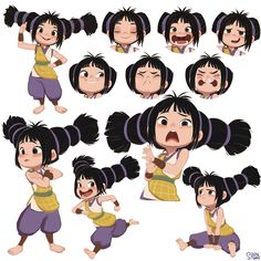 an animation character poses with different expressions and gestures for each character in the animated film