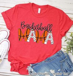 a t - shirt that says basketball mama on the front and back with orange shoes