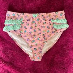 Hot Topic Pastel Ice Cream Bathing Suit Bottoms. Light Pink With Adorable Light Blue Ruffles And White Polka Dots. Never Worn, But No Tags Attached. These Have Been In My Closet For Years. I Don’t Have Matching Top. Size Is 2xl, And Fits Mostly True To Size, Maybe A Little Bit Smaller. Send Me An Offer! Cute Pink Spring Swimwear, Fitted Pink Bottoms For Beach Season, Pink High Waist Swimwear For Spring, Pink High-waist Swimwear For Spring, Playful Pink Bottoms For Vacation, Cute Pink Beach Bottoms, Casual High Waist Pink Swimwear, Cute Pink Bottoms For Vacation, Pastel Ice Cream