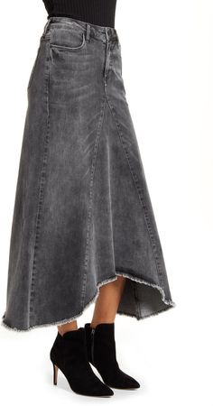 Wash Lab Denim Long Denim Skirt | Nordstrom Denim Skirts Online, Jeans Crafts, Denim Skirt Fashion, Outfit Collection, Womens Denim Skirts, Faux Leather Midi Skirt, Midi Skirt Outfit, Denim Maxi Dress, Long Denim Skirt