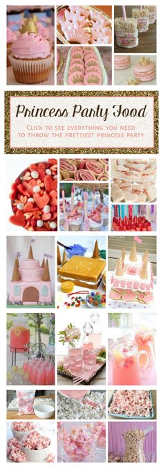 pink princess party food collage