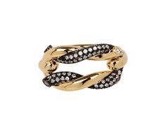 Boochier Jumbo Mixed Gold Buckle Ties Ring Gold Twist Ring, Double Band Ring, Twist Ring, Black Plates, Gold Band, White Diamonds, Gold Bands, Black N Yellow, Band Ring