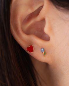 Celebrate love with these red enamel heart stud earrings! The perfect gift for your Valentine or yourself! These red enamel heart stud earrings are the perfect accessory to celebrate love. With their vibrant color and delicate design, they make a thoughtful gift for your Valentine or a special treat for yourself. Add a touch of love to any outfit with these beautiful earrings. 14k gold / 1 Pair Each heart measures: 5.8mm Heart Stud Earrings, Celebrate Love, Meaningful Jewelry, Delicate Design, Heart Studs, Heart Earrings Studs, Beautiful Earrings, Thoughtful Gifts, Of Love