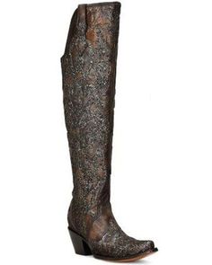 Corral Women's Glitter Overlay Tall Western Boots - Snip Toe, Black Bling Boots, Tall Western Boots, Holiday Boots, Tall Western Boot, Glitter Overlay, Harness Fashion, Lane Boots, Glitter Overlays, Twisted X Boots