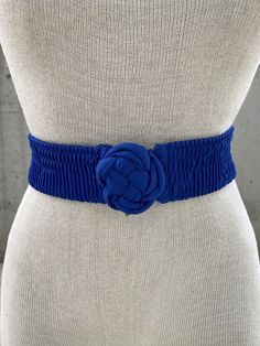 Vintage electric blue fabric elastic belt, fabric rose buckle, knot waist stretchy belt, maximalist blue belt, boho hippie accessories This vintage electric blue fabric elastic belt is a must-have accessory for any fashion-forward maximalist looking to add a touch of boho hippie charm to their wardrobe. The stretchy design is made of fabric, making it both comfortable and durable, while the vibrant electric blue color is sure to make a statement. Featuring a unique fabric rose buckle, this belt adds a touch of whimsy and elegance to any outfit. The knot waist design adds a touch of texture and visual interest, making it a versatile accessory that can be dressed up or down. Whether you're looking to complete your boho hippie look or simply want to add a pop of color to your everyday wardrob Blue Fringe Belt, Belt Collection, Hippie Accessories, Purple Belt, Fabric Rose, Tie Dye Fabric, Hippie Look, Blue Belt, Fabric Roses