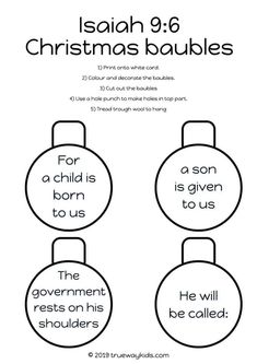 christmas baubles with the words for each ornament