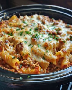 a casserole dish with meat and cheese