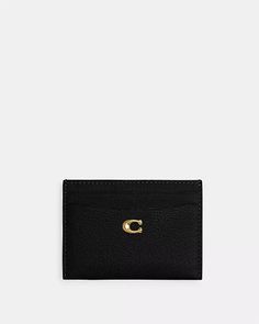 COACH® | Essential Card Case Coach Black Card Holder With Rfid Blocking, Coach Bandit Card Case, Coach Black Rfid Blocking Card Holder, Coach Black Card Holder With Card Slots, Coach Slim Card Case, Polished Pebble, Horse Carriage, Signature Hardware, H Style