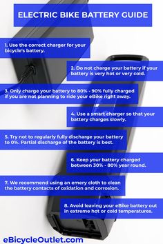 an electric bike battery guide with instructions on how to use it and what not to charge