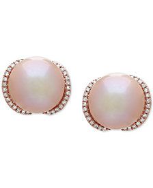 Honora Pink Cultured Fresh... Pearl And Diamond Jewelry, Mens Gold Jewelry, Cheap Jewelry, White Gold Jewelry, Rose Gold Jewelry, Rose Gold Earrings, Natural Pearls, Cultured Pearls, Diamond Earrings Studs