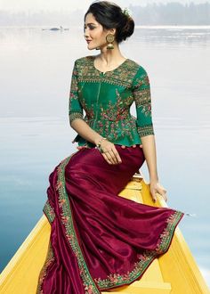 Trendy Saree Blouse Designs, Pola Blus, Ideas For Embroidery, Trendy Saree, Magenta Art, Lehenga Blouse Designs