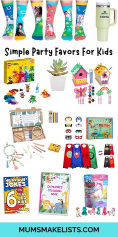 Collage of party favor ideas for kids birthday parties Goodie Bags For Birthday Parties, Party Favors For Kids, Boy Party Favors, Toddler Birthday Party