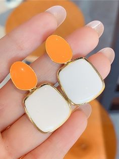 Green Contrast Color, Infinity Jewelry, Food Videos Desserts, Trendy Earrings, Orange White, Fashion Earrings, Zinc Alloy, Contrasting Colors, Pink And Green