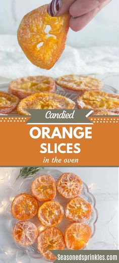 Candied orange slices are a pretty addition to any dessert platter and only need three ingredients. They also make great snacks, dessert, or beautiful topping for cakes. #orange #orangeslices #candy #homemadecandy #christmas #recipes #desserts