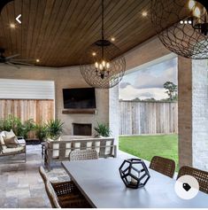 an outdoor living room and dining area is featured on instagram