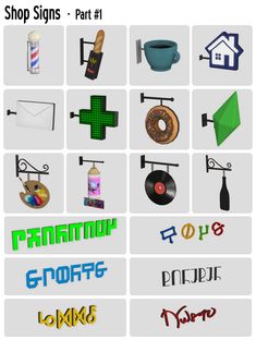 an image of various items that are in the shape of letters and numbers on a white background