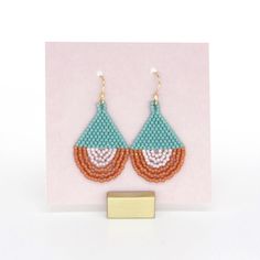 Size: 23mm (W) x 45mm (H) Teardrop Beads, Beaded Earrings, Beads, Green, Bead Earrings