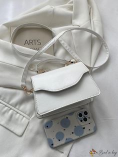 BirdinBag - Chic Mini Crossbody Handbag: Elegant Design with Magnetic Closure and Adjustable Strap for Daily Use White Portable Bag With Top Handle, White Portable Top Handle Bags, White Square Portable Bag, White Portable Square Bag, Portable White Square Bag, Portable Square White Bag, White Handheld Phone Bag With Detachable Strap, White Large Capacity Flap Bag For Daily Use, White Square Phone Bag With Adjustable Strap