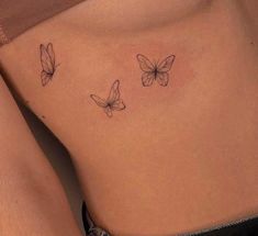 Small Stomach Tattoos Women, Butterfly Tattoo Under Breast, Cutesy Tattoos, Rib Tattoos For Women, Small Butterfly Tattoo, Small Pretty Tattoos, Petite Tattoos, Stylist Tattoos, Classy Tattoos