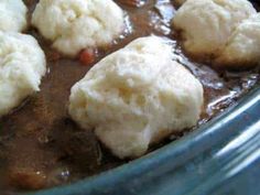 some kind of stew with dumplings in it