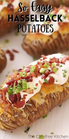 baked potatoes topped with bacon, cheese and green onions